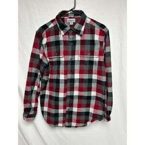 Carhartt Original Fit Heavyweight Flannel Black Red White Plaid Work Shirt M